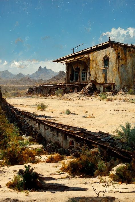 The man in black fled across the desert and the gunslinger followed The Dark Tower Art, Dark Tower Art, Jake Dark, Abandoned Railway, The Gunslinger, Man In Black, The Dark Tower, Old Ones, Stephen King