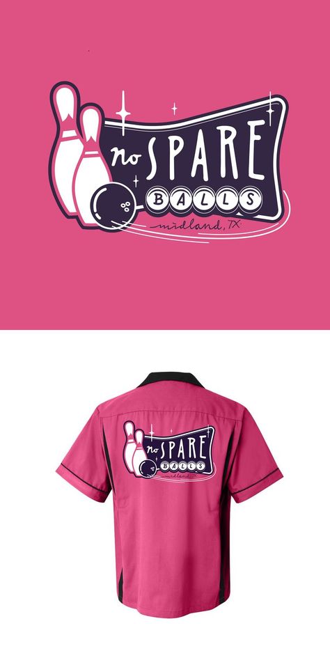 Bright pink, retro bowling league t-shirt design. Designed by reza ernanda.  |  #retro #pink #bowling #tshirt Bowling T Shirts Ideas, Diy Bowling Shirt, Bowling League Shirts, Bowling Shirt Design, Bowling Tshirt Ideas, Bowling Shirt Ideas, Stephanie Zinone, Bowling Graphic, Bowling Logo