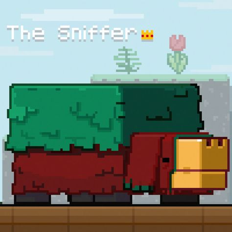 Minecraft Sniffer Art, The Sniffer Minecraft, Sniffer Minecraft, Minecraft Beautiful House, Minecraft Sniffer, Anniversary Painting, Asexual Humor, Minecraft Garden, Minecraft Images