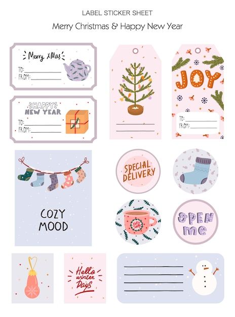 Gift Tag Labels, Winter Elements, Christmas Graphic Design, Gift Labels Christmas, Hygge Style, Christmas Gift Tag, Pixel Design, Christmas Labels, Danang