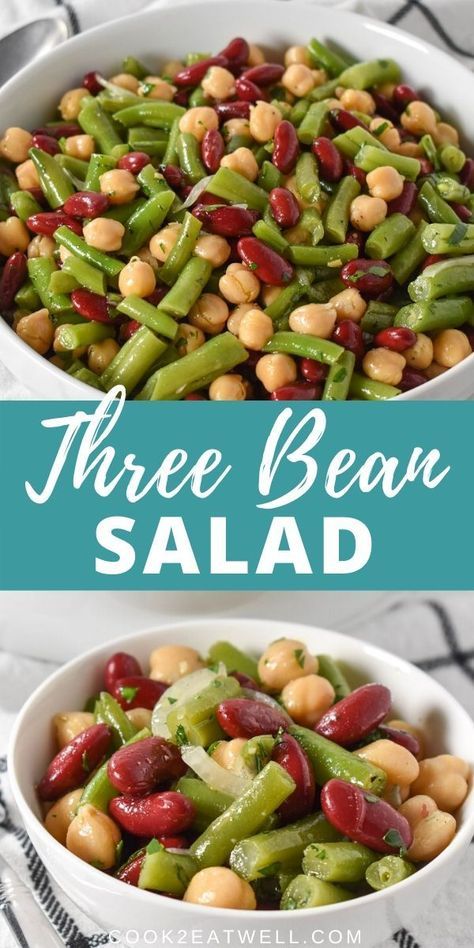 3 Bean Salad Recipe, Bean Salad Recipes Healthy, Three Bean Salad Recipe, Kidney Bean Salad, 3 Bean Salad, Delicious Green Beans, Green Bean Salad Recipes, Bean Salad Recipe, Three Bean Salad