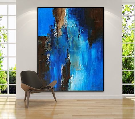 Grande peinture abstraite originale, cadeau de pendaison de crémaillère, peinture abstraite bleue, art de salon, cadeau, peinture à l'huile vintage, décoration murale - Etsy France Art Abstrait, Original Abstract Painting, Abstract Painting, Art Collection, Oil Painting, Chef, France, The Originals, Art