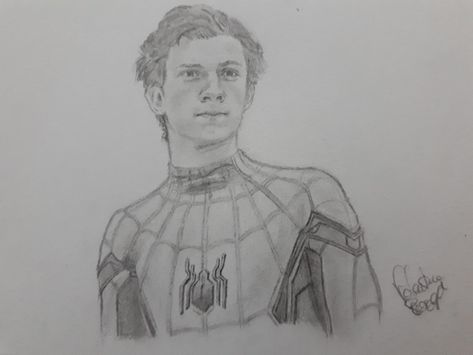 My drawing of Tom Holland's Spiderman from Spiderman: Homecoming Spiderman Homecoming Drawing, Tom Holland Spider Man, Spiderman Tom Holland, Spiderman Tom, Spiderman Sketches, Holland Art, Spiderman Drawing, Spiderman Art Sketch, Marvel Drawings