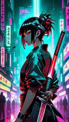 Neon Samurai, Cyberpunk Illustration, Beats Wallpaper, Mikhail Baryshnikov, World Of Dance, Cartoon Character Tattoos, Cyberpunk Anime, Cyberpunk Girl, Aesthetic Wallpaper Iphone