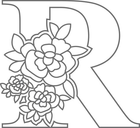 Floral alphabet letter coloring book for kids. Vector illustration of educational alphabet latter with flower art work coloring pages. Doodle style. Flower Art Work, Letter A Coloring Pages, Free Monogram Fonts, Floral Monogram Letter, Monster Truck Coloring Pages, Farm Animal Coloring Pages, Rainbow Canvas, Floral Alphabet, Flower Drawing Design