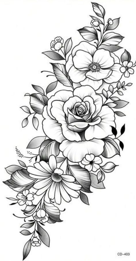 Black And Grey Floral Tattoo Forearm, Rose Vine Drawing, Rose Stencil Tattoo, Rose Outline Drawing, Arm Wrap Tattoo, Ankle Tattoo Ideas, Collarbone Tattoos, Unique Half Sleeve Tattoos, Men's Tattoos