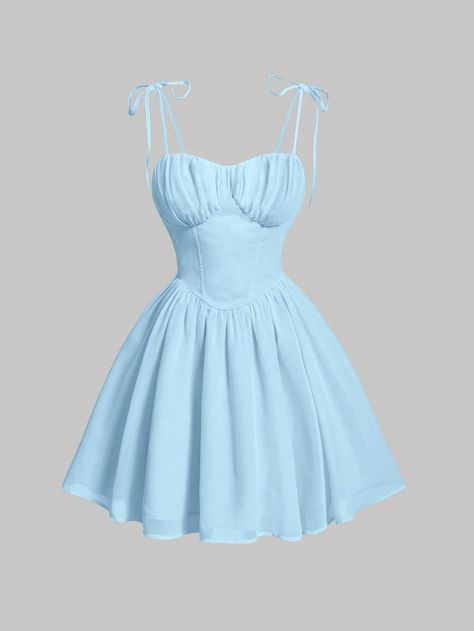 Pastel Blue And White Outfit, Dresses For Grade 8 Graduation, Hoco Blue Dress, Cute Dresses Blue, Baby Blue Dress Short, Baby Blue Outfits For Women, Light Blue Corset Dress, Light Colors Outfit, Baby Blue Short Dress