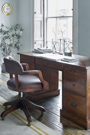 Drawer Desk, Birch Veneer, Laura Ashley, The Seven, Chestnut, Natural Wood, Home Office, Online Shop, Desk