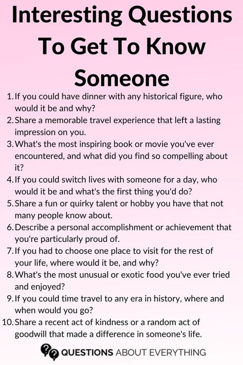 A list of Questions to get to know someone Conversation Topics For Adults, Good Conversation Starters, Good Character Traits, Boyfriend Questions, Text Conversation Starters, Deep Conversation Topics, Conversation Starter Questions, Questions To Get To Know Someone, Good Conversation