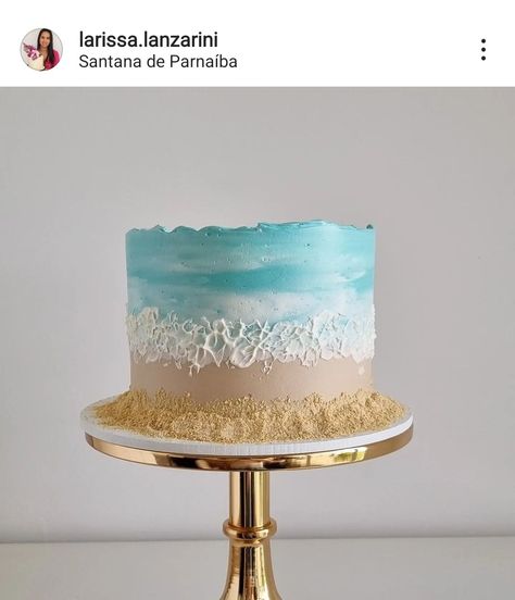 Blue And White Cake, Ocean Birthday Cakes, Summer Birthday Cake, Beach Birthday Cake, Surf Cake, Wave Cake, Beach Themed Cakes, Blue Jello, Beach Cake