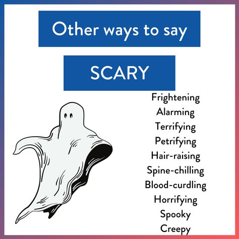 Can you make a sentence with one of these synonyms for SCARY 👻 ? - Write it in the comments ✍️👍 Scary Sentences, English Expressions, Scary Films, Other Ways To Say, Good Vocabulary Words, Good Vocabulary, English Writing Skills, A Sentence, Book Writing Tips