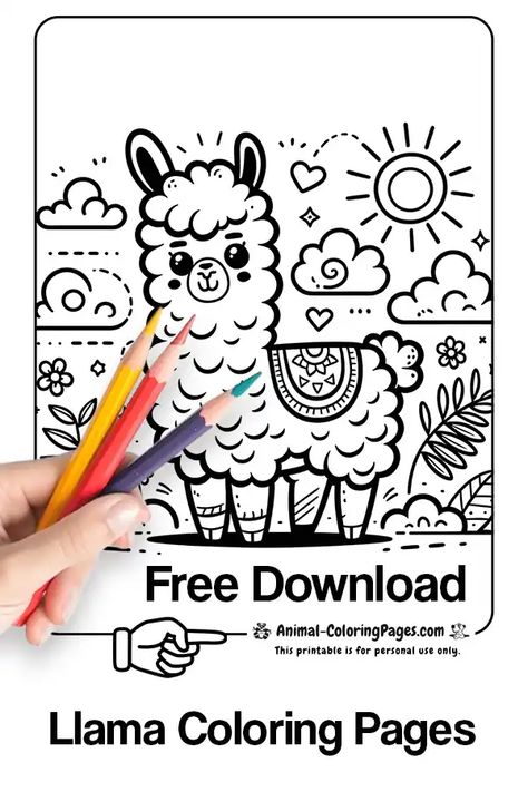 Welcome to our delightful collection of free printable Llama Coloring Pages, perfect for celebrating the charm and uniqueness of these gentle animals from the Andes! From detailed illustrations of llamas grazing in mountain pastures to imaginative scenes that capture their playful and quirky personalities, these pages are ideal for kids who love animals and enjoy learning about life in different regions of the world. Llama Illustration, Coloring Pages Free Printable, Printable Animals, Animals Coloring, Animal Coloring, Love Animals, Animal Coloring Pages, Letter Paper, Personalities