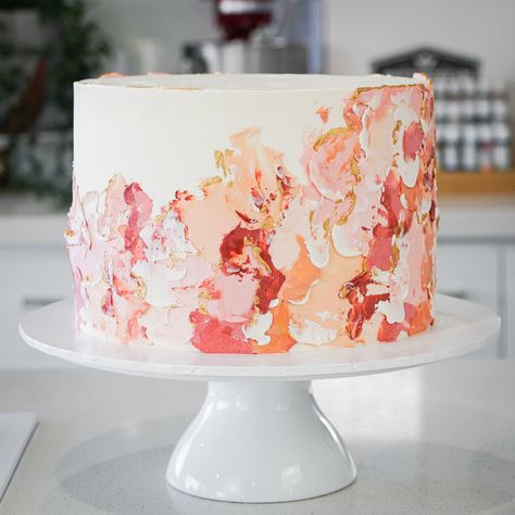 Painted Buttercream Brush Strokes Watercolor Wedding Cake Buttercream, Painting With Buttercream, Colorful Buttercream Cake, Impressionist Cake, Painted Cakes Buttercream, Buttercream Painted Cakes, Tortas Buttercream, Painted Buttercream Cake, Bolo Buttercream