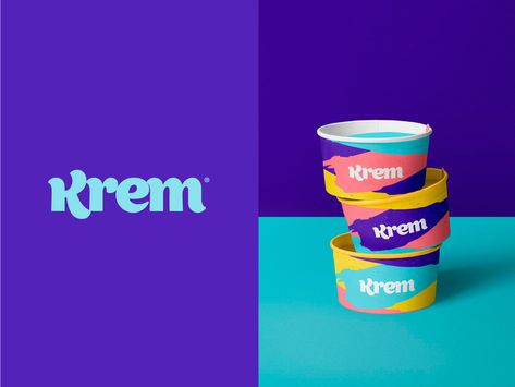 Ice Cream Branding, Cream Branding, Sweet Packaging, Ice Cream Logo, Ice Cream Packaging, Cream Packaging, Ice Cream Brands, Ice Cream Design, Desain Editorial