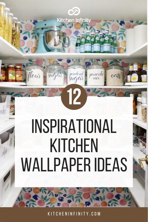 Open Kitchen Decor Ideas, Open Kitchen Decor, Wallpaper Ideas For Kitchen, Kitchen Wallpaper Trends, Kitchen Wallpaper Accent Wall, Wall Paper Interior, Modern Kitchen Wallpaper, Pantry Wallpaper, Wallpaper For Kitchen Cabinets