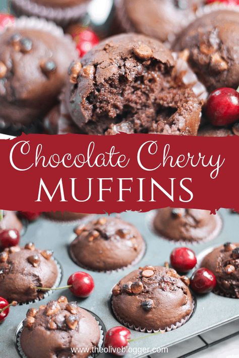 Diy Muffins, Christmas Patisserie, Chocolate Cherry Muffins, Cherry Ideas, Cherries Recipes, Cherry Muffin, Cherry Recipe, Cherry Muffins, Sesame Cookies