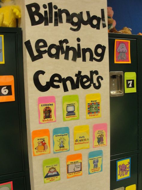 centers Bilingual Centers, Classroom Learning Centers, Personal Narrative Writing, Dual Language Classroom, Learn Vocabulary, Classroom Anchor Charts, Bilingual Classroom, 1st Grade Writing, Picture Writing Prompts