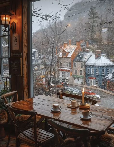 Cozy Village, British Aesthetic, Cozy Rainy Day, Island Town, Victorian London, Coffee Shop Aesthetic, Autumn Magic, Outdoor Balcony, Cozy Cafe