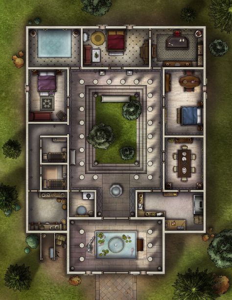 Dnd Apartment Map, Greek Dnd, Dnd Bard, Dnd World Map, Building Map, Sims Builds, Tabletop Rpg Maps, Dnd Maps, Rpg Maps