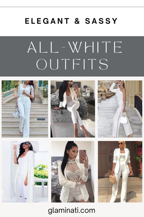 ★ All white outfits are a perfect choice for all women this summer, from minus to plus size. No matter whether you want to appear dressy for the party or casual for the weekend away, you'll be able to put together the best looks with the help of our guide, be it a fancy dress or a T-shirt and jeans. ★ #allwhiteoutfits #allwhite #whiteoutfits #outfits #fashion #summertrends2023 #glaminati White Party Outfits Women, White Outfits For Women Party Classy, All White Outfits, All White Party Outfits, White Outfits For Women, White Party Outfit, Semi Formal Wear, Party Outfits For Women, Formal Wear Women