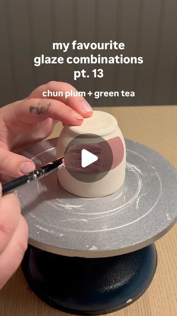 frida on Instagram: "i thought: if speckled plum and green tea is gorgeous, then chun plum and green should be gorgeous? and yes, it made an instant favorite 🥹🎆🌌✨

glazes used:
💘 chun plum by @amacobrent 
🍵 green tea by @maycocolors 

firing temp:
❤️‍🔥 cone 6 drop hold (6 min)

clay body:
🏺 g&s 254

#ceramics #pottery #potteryglazing #ceramicglaze #glazecombinations" Chun Plum Glaze, Pottery Creations, Glaze Combos, Glazing Techniques, Pottery Videos, Ceramic Glaze, Pottery Glazes, Functional Pottery, Ceramics Pottery