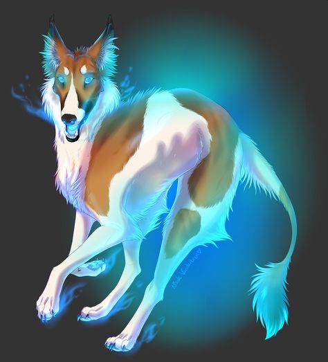 Blink Dog Art, Dnd Dog Art, Dnd Blink Dog, Blink Dog Dnd Art, Dnd Dog, Mythical Dogs, Blink Dog, Fey Dnd, Dnd Beasts