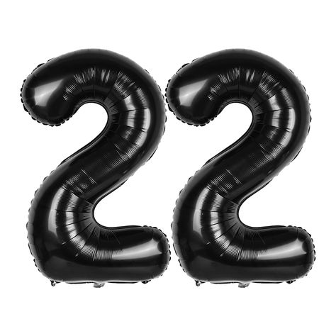 PRICES MAY VARY. What You Get: Package includes 2pcs large 40inch Black number balloons,1 piece of straw.These two big Black number balloons are 40 inches and are perfect for celebrating your 22nd birthday or 22nd anniversary to make your party even more amazing! Quality Party Supplies：All our giant Black number balloons are made of aluminium film, which is a lightweight ,durable, non-toxicity and harmlessness material,not easy to pop,can be safely used around children. They can be reused many times after deflating,environmentally friendly and economical. Wide Applications：These big 40inch Black number balloons are suitable for almost all kind of party , baby's birthday, anniversary party,engagement party, beer party，wedding and so on. The shining and exquisite foil balloon adds fun and me Black 22 Balloons, 22 Balloons Number, 22 Balloons, Birthday Decoration Balloons, Large Number Balloons, Balloons For Wedding, 22nd Bday, 22nd Anniversary, Black Balloon