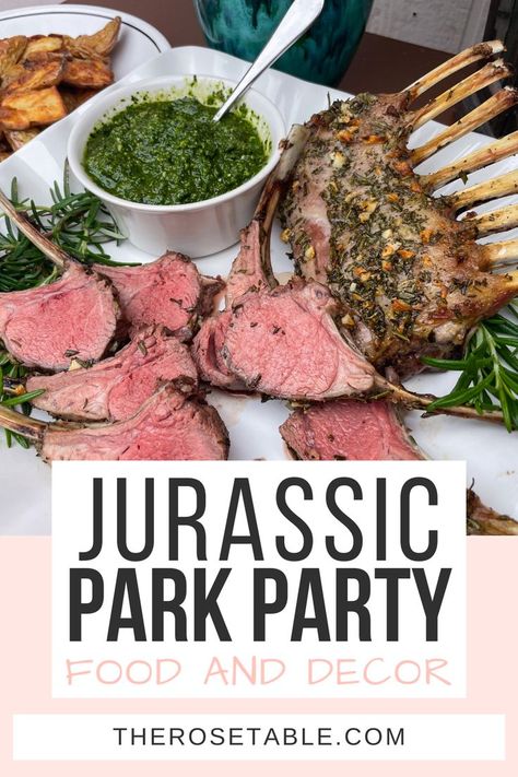 "I truly could not be more excited to say: WELCOME to Jurassic Park. Ahh! I’ve been wanting to say that since I was seven years old. Jurassic Park is my second favorite movie of all time. I can’t even count how many times I’ve seen it. I even wanted to be a paleontologist when I was little so trust me when I say, I couldn’t be more excited for Jurassic World Dominion. Here’s everything you need to know to throw your own Jurassic Park party. Jurassic Park Party For Adults, Prehistoric Party Food, Jurassic Park Birthday Party Food, Jurassic Park Snacks, Jurassic World Food Ideas, Jurrasic Park Themed Dinner, Jurassic Park 30th Birthday, Jurassic Park Themed Dinner, Jurassic Park Dinner And A Movie