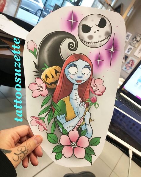 Yoda Tattoo, Blink 182 Tattoo, Skellington Tattoo, Nightmare Before Christmas Dog, Tattoo Nightmares, Christmas Tattoos, Jack Skellington Tattoo, Tim Burton Tattoo, Jack Tattoo