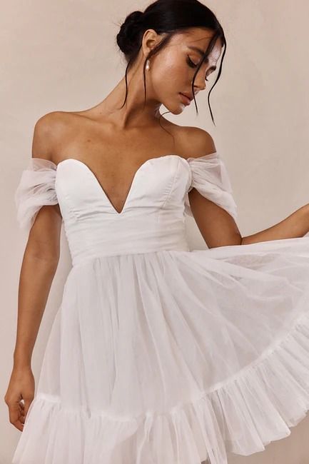 Shop the Pixi Off-Shoulder Lace-Up Back Mini Dress White | Selfie Leslie Mini Dress With Back Zipper For Wedding, Backless Mini Dress With Corset Back For Bridesmaids, Off-shoulder Mini Dress With Fitted Bodice For Prom, White Mini Dress With Sweetheart Neckline And Back Zipper, Chic Off-shoulder Mini Dress For Homecoming, Summer Wedding Mini Dress With Back Zipper, White Strapless Off Shoulder Flirty Dress, Backless Mini Dress For Bridesmaids And Prom, Backless Mini Dress For Bridesmaid Prom Season