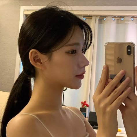 Korean Girl Icon, Perfect Nose, 1m Followers, Nose Job, Side Profile, Women Hairstyles, Korean Girl, Surgery, Vision Board