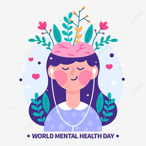 Cerebro Dibujo, Mental Health Campaigns, World Mental Health Day, Mental Health Posters, Mental Health Day, Health Day, Hand Drawn Design, Flat Illustration, Illustration Character Design