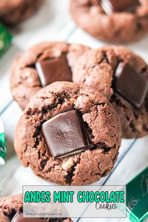 Mint Chocolate Cookies, Mint Chip Cookies, Cookies From Around The World, Andes Mint Cookies, Andes Mint Chocolate, Peppermint Recipes, 2022 Kitchen, Andes Mint, Chocolate Crinkle Cookies