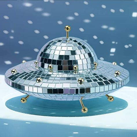 Disco Ball, UFO-Shaped Disco Ball for Room Decor, Mirror Disco Ball Decorations for Table, Desk, Home, Party, Bar, Disco Spaceship UFO Decor Retro-Reflective Silver Disco Ball Lights ( 8 X 6 inch ) - - Amazon.com Disco Ball Home, Mushroom Disco Ball, Spaceship Decor, Desk Home, Mirror Decorations, Disco Ball Decorations, Ball Mirror, Decorations For Table, Silver Disco Ball