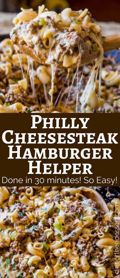 Philly Cheesesteak Hamburger Helper | Dinner, then Dessert | Bloglovin’ Hamburger Helper Recipe, Stroganoff Beef, Recipes Steak, Dinner Beef, Crockpot Recipes Beef Stew, Beef Steak Recipes, Diy Easy Recipes, Cheese Steak, Recipes Beef