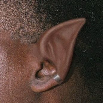 Brown Elf Ears, Elf Ears Aesthetic Male, Elf Bard Aesthetic, Fae Aesthetic Male, Black Elf Aesthetic, Elf Aesthetic Male, Black Elf Ears, Male Fairy Aesthetic, Black Elf Male