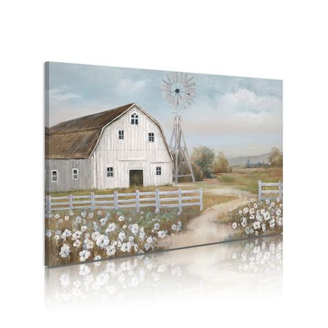 PRICES MAY VARY. 【Premium Quality】: These beautiful rustic barn wall canvas printing works are waterproof, odorless, and premium; The wall decor art paintings printed on them are clear and beautiful with perfect details; They are perfect gifts for women,kids men in any holidays like,Birhday,Thanks Giving,Christmas,and Wedding Day; Show your high taste of art! 【Easy to Hang】: Each barn farmhouse canvas painting have already been stretched on a solid wood frame, with hangable hooks and accessories Windmill Wall Decor, Windmill Art, Barn Wall Art, Farmhouse Paintings, Barn Pictures, Retro Painting, Wall Decor Farmhouse, Barn Painting, Barn Art