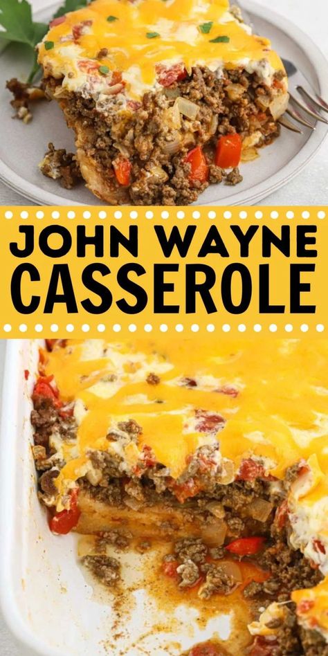 Johnny Wayne Casserole, Cowboy Casserole With Bisquick, Deer Casserole Recipes, Ground Deer Meat Recipes Casseroles, Deer Meat Casserole Recipes, Slow Cooker John Wayne Casserole, John Wayne Casserole With Biscuits, Cowboy Dinner Recipes, Biscuit Casserole Recipes