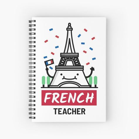 Kawaii Cute Paris Tower Gift for Frech Teachers Cute notebook french teacher gifts. Cute french teacher aesthetic illustration. #frenchteacher #cuteparis #eiffeltower #french French Project Cover Page Ideas, French Teacher Gifts, French Cover Page Ideas, French Cover Page, French Notebook Cover Ideas, French Teacher Aesthetic, Teacher's Day Card Ideas, Project Cover Page, Teacher Aesthetic