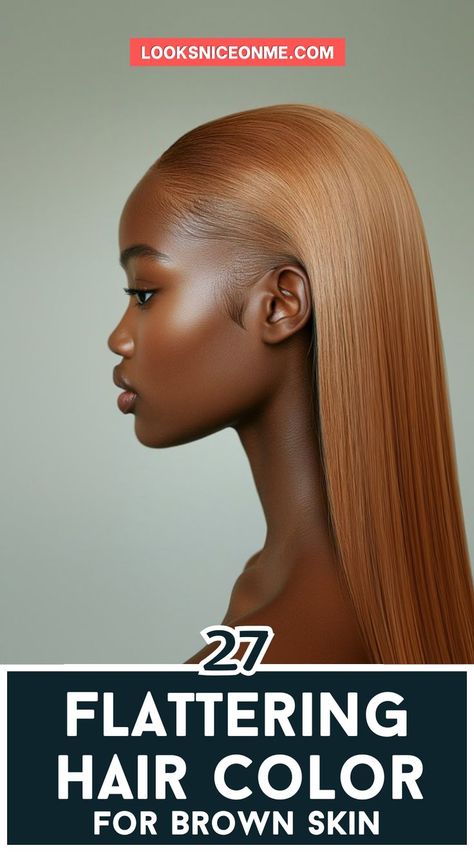 Turn heads with hair colors that pop against brown skin tones! From golden balayage to mocha highlights, find your perfect match for a fresh, vibrant look. #BrownSkinHairColors #HairColorInspo #BoldAndBeautiful Hair Color Chart Black Women, Blonde For Warm Undertones, Mocha Brown Hair Black Women, Brown Hair With A Pop Of Color, Winter Hair Colors For Black Women, Chocolate Brown Hair On Black Women, Honey Brown Hair On Brown Skin, Strawberry Blonde Black Women, Sza Hair Ginger