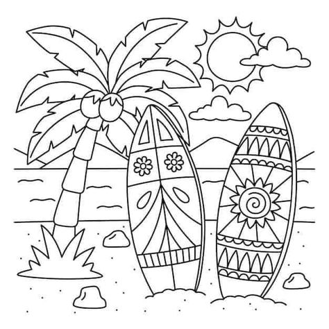 Cute Summer Coloring Pages, Free Summer Coloring Pages, Mandala Animals, Summer Coloring Sheets, Hawaii Activities, Beach Coloring Pages, Summer Coloring, Activity Sheets For Kids, Summer Coloring Pages