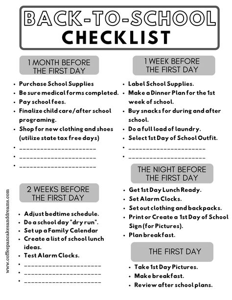 How to stay organized for school with this checklist of things to do before school starts #parenting #kids #school #firstdayofschool What To Do When Going To A New School, Before Back To School To Do List, How To Start A School, Thing To Do Before School Starts, Schedules For School, Things To Do To Prepare For School, Things To Do Before College Starts, Things To Do Before School Starts List, Stuff To Do Before School Starts