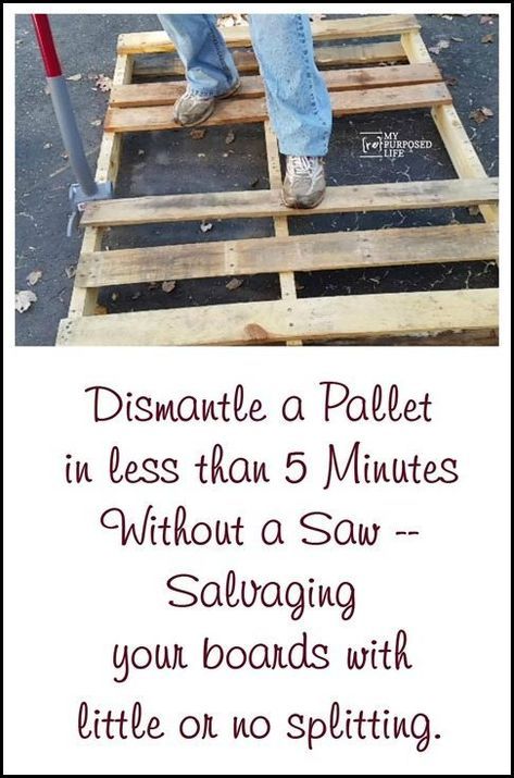 My Repurposed Life - How to dismantle a pallet Recycled Wood Projects, Dismantling Pallets, Diy Wood Pallet Projects, Diy Pallet Sofa, Homemade Furniture, Diy Hanging Shelves, Pallet Decor, Free Woodworking Plans, Pallet Outdoor