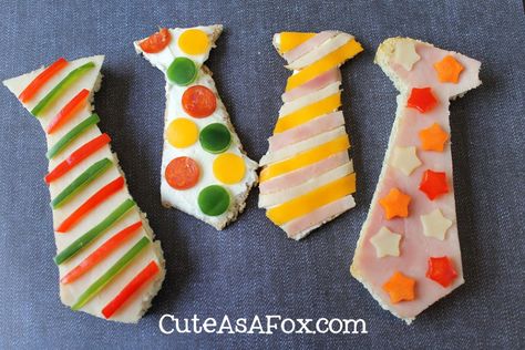 Father’s Day Tie Appetizers - a few simple sandwich ingredients is all you need to make some fun appetizers for your Father's Day celebration. Fathers Day Lunch, Open Faced Sandwich, Decorações Com Comidas, Sandwich Ingredients, Edible Crafts, Simple Sandwiches, Food Crafts, Best Appetizers, Food Humor