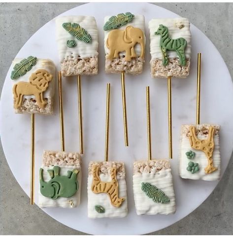 Zoo Party Food, Cake Lollies, Rice Crispy Pops, Pretzel Knots, Safari Baby Shower Cake, Birthday Leo, Safari Baby Shower Decorations, Twins Party, Safari Baby Shower Boy