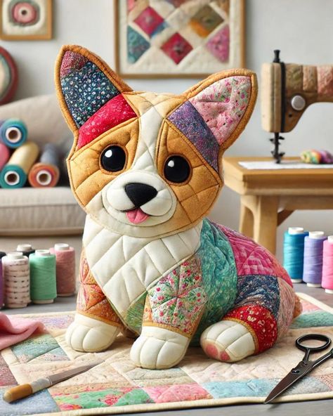 Mrs. Quilty Mrs Quilty Projects, Corgi Quilt, Quilt Pillow Case, Dog Clothes Diy, Sewing Easy Diy, Animal Sewing Patterns, Patchwork Cushion, Quilted Gifts, Baby Sewing Patterns