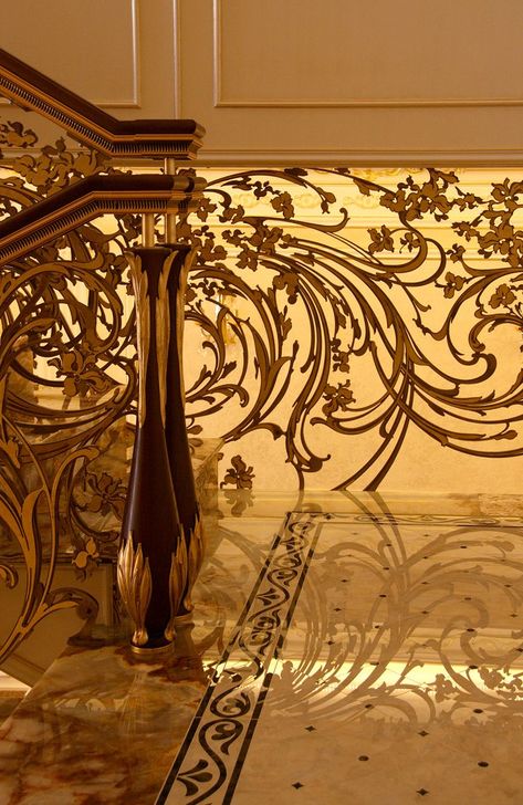 Classic and art deco stair railing Art Deco Staircase, Art Deco Stairs, Stair Gallery, Stairs Design Modern, Brass Art, Modern Stairs, House Stairs, Stair Railing, Staircase Design