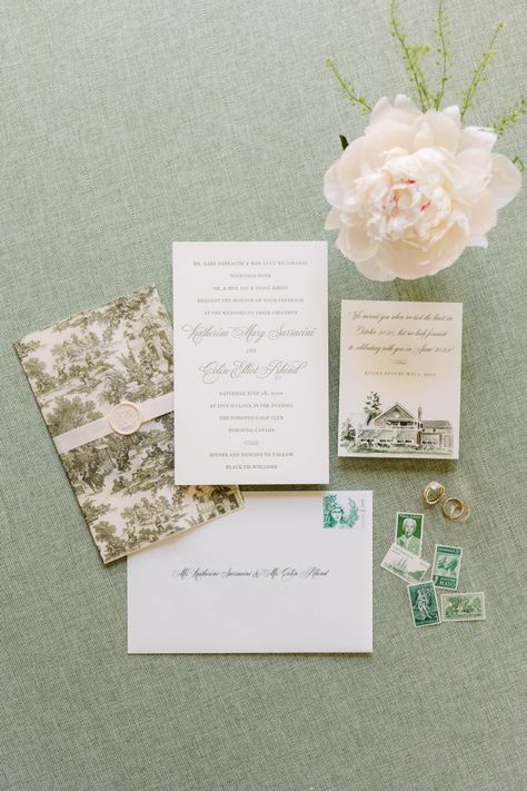 French Toile Wedding Invitations, Green Toile Wedding, Toile Wedding Invitations, Wedding Invitation Photos, Green Vintage Wedding, Wedding Invitations Green, Southern Wedding Invitations, Toile Wedding, Classic Wedding Invitations Elegant