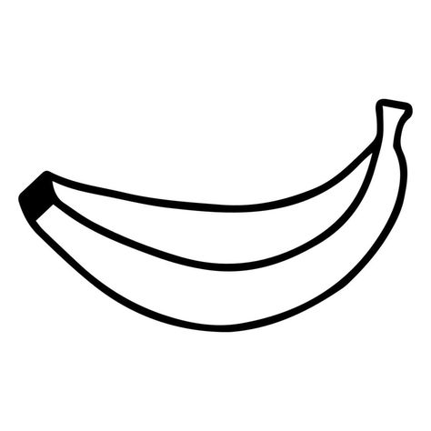 Banana Drawing Simple, Banana Outline, Fruit Black And White, Banana Vector, Banana Drawing, Drawing Doodles, One Banana, Drawing Simple, Clipart Black And White