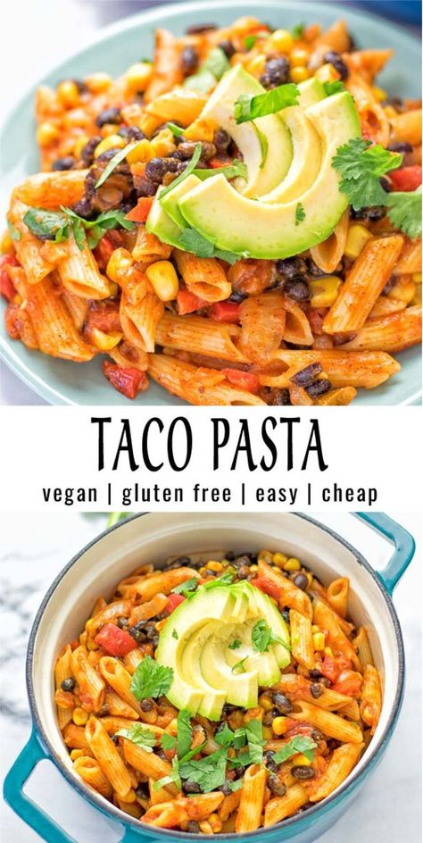 One Pot Taco Pasta, Taco Pasta, Vegan Pasta Recipes, Work Lunch, Vegan Dinner Recipes, Vegan Eating, Comfort Foods, Vegan Recipes Easy, Vegan Dinners